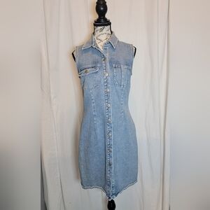 Vintage Newport News Jeanology Snap Up Light Blue Denim Dress